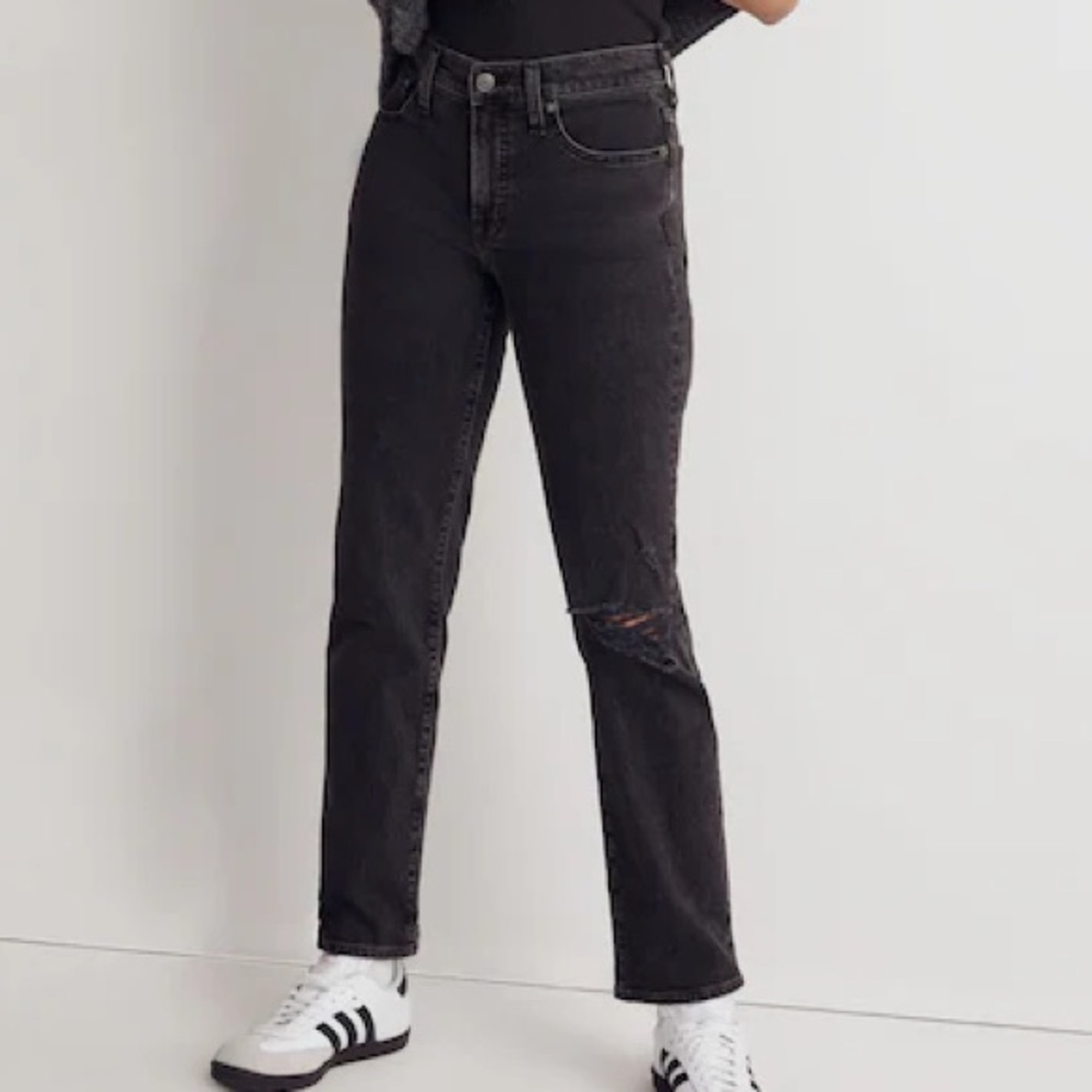 Madewell The Mid-Rise Perfect Vintage Straight Jeans in Rosella Wash Ripped
